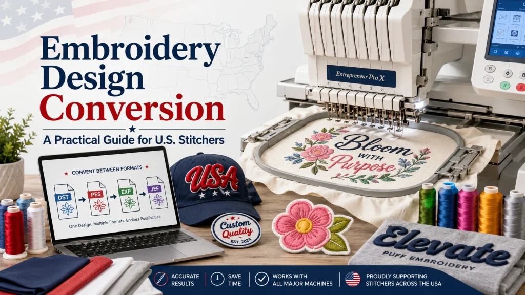 Embroidery design conversion guide